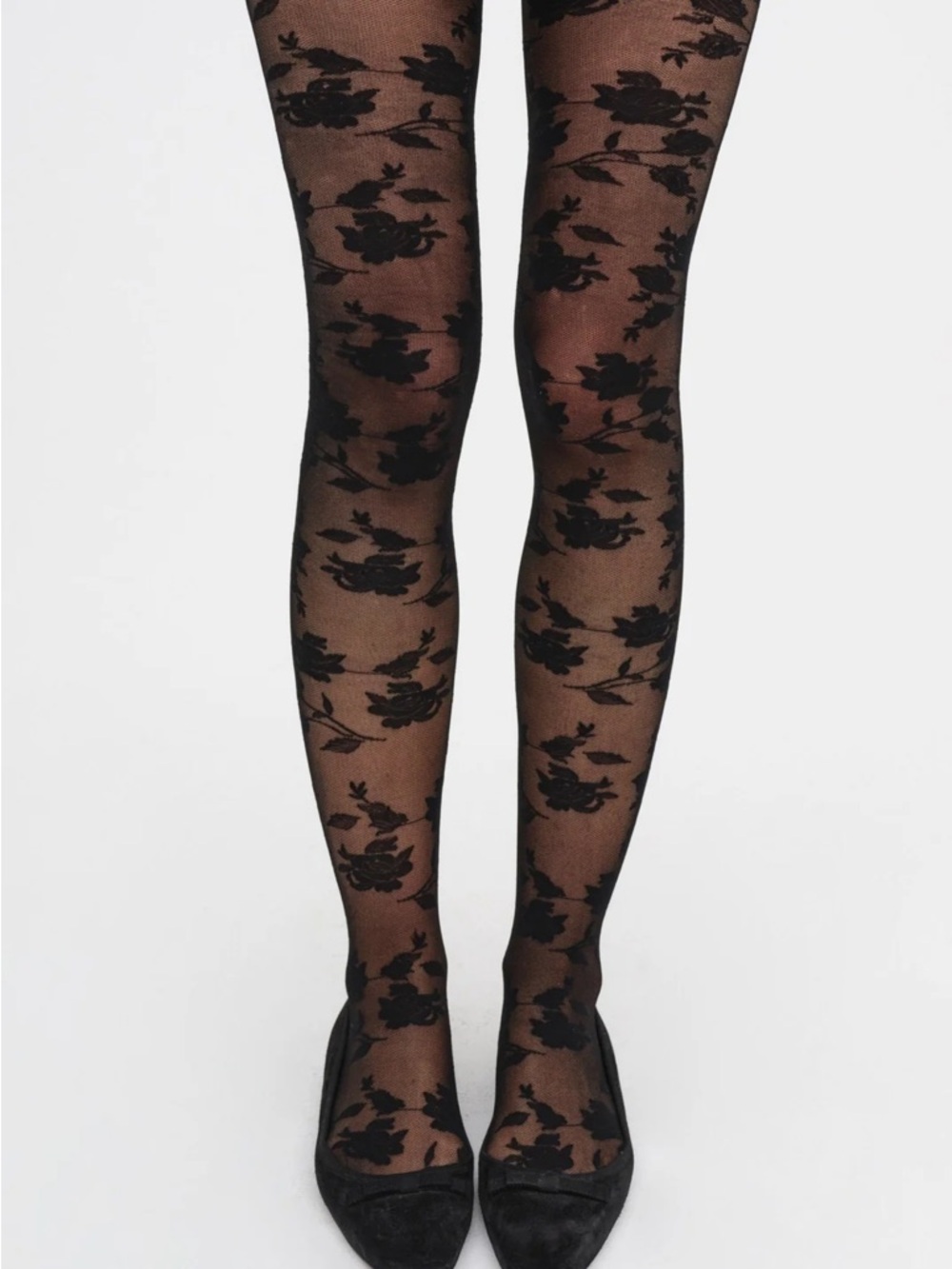 Luxe Black Floral Sheer Patterned Tights